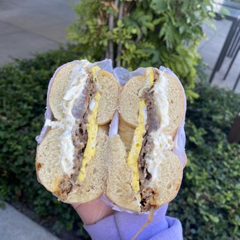 Bruegger's Bagels - Smokehouse Brisket and Egg Bagel Sandwich - Bagels Near Me - Irvine, California