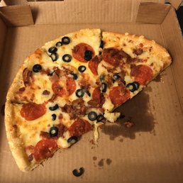 White Pie add bacon, pepperoni and black olives.