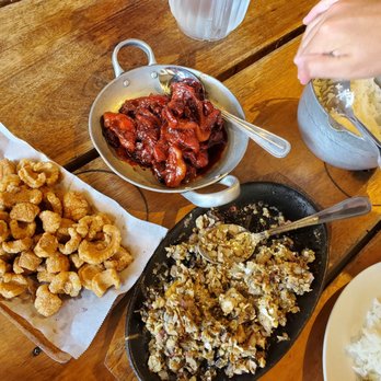 Isla Restaurant - chicharon tocino pork sisig with egg unlimited rice - Filipino Near Me - Newark, California