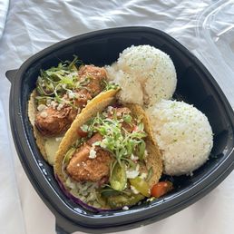Fried Fish Tacos with Rice