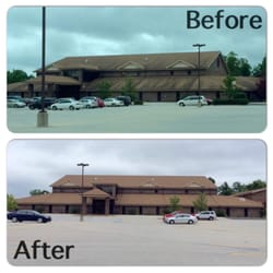 Ultimate Pressure Washing - Fort Wayne Church before/after cleaned by Ultimate Roof Cleaning
