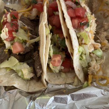 Yo! Taco - Steak Taco (left), Beef Taco (middle), Chicken Taco (right) - Street Vendors Near Me - Fort Myers Beach, Florida Yo! Taco - Steak Taco (left), Beef Taco (middle), Chicken Taco (right) - Street Vendors Near Me - Fort Myers Beach, Florida