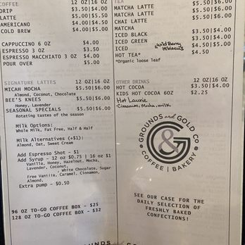 Grounds And Gold - Menu - Coffee & Tea Near Me - Arlington, Texas Grounds And Gold - Menu - Coffee & Tea Near Me - Arlington, Texas
