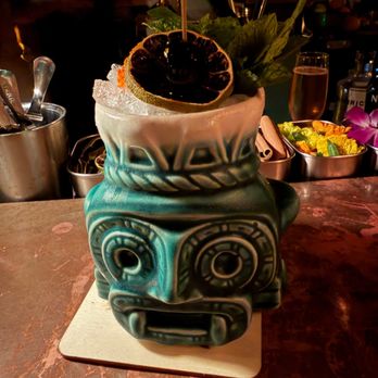 The Blind Rabbit - Ruben's Bartender's Reserve gin cocktail creation in special tiki mug - Cocktail Bars Near Me - Anaheim, California The Blind Rabbit - Ruben's Bartender's Reserve gin cocktail creation in special tiki mug - Cocktail Bars Near Me - Anaheim, California