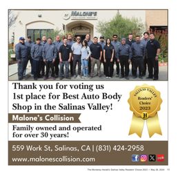 Exterior photo of Malone's Collision - Salinas, California Exterior photo of Malone's Collision - Salinas, California