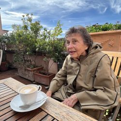 The Inn at The Roman Forum - Mom Enjoying cappuccino and celebrating 90 years of life !