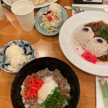Dell's Kitchen and Bakery - Gyudon bowl  Side order potato salad - Asian Fusion Near Me - Honolulu, Hawaii