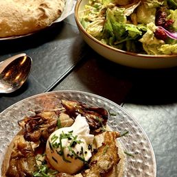 Mushroom hummus and fattoush salad Mushroom hummus and fattoush salad