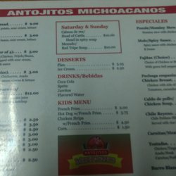 Antojitos Michoacanos - Menu