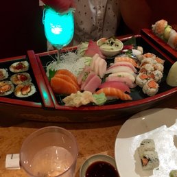 sushi platter with various types of sushi