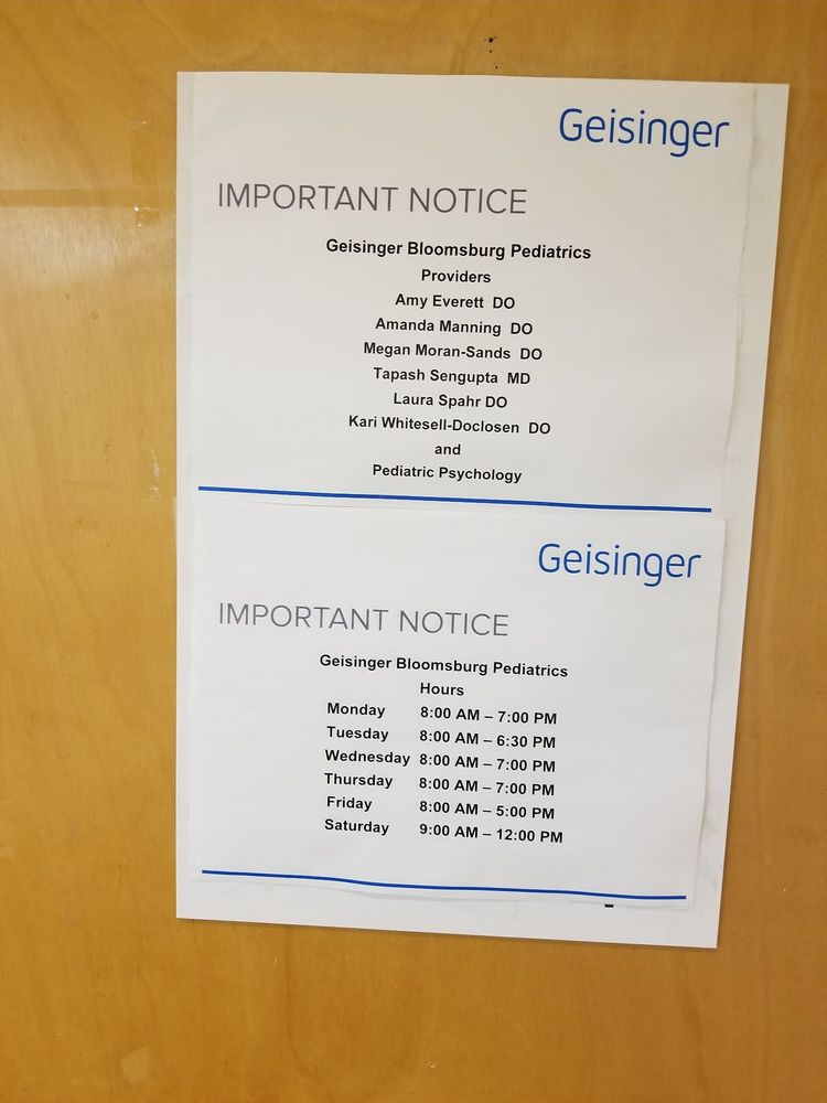GEISINGER BLOOMSBURG HOSPITAL 549 Fair St, Bloomsburg, Pennsylvania