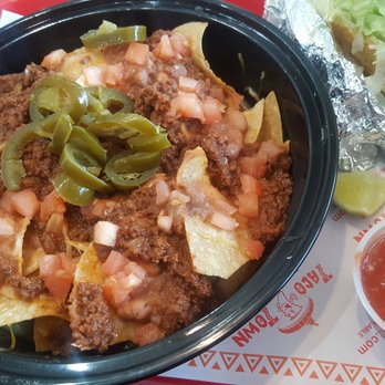 Taco Town - Ground beef nachos & a shrimp taco - Tacos Near Me - Orange, Connecticut