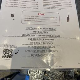 Menu with specials