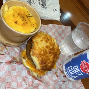 Biscuit Bitch - Sausage biscuit with cheesy grits. - Breakfast & Brunch Near Me - Seattle, Washington