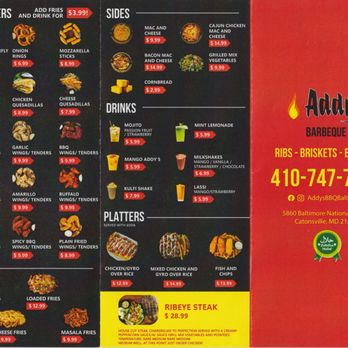 Addys Barbeque - Menu - Halal Near Me - Catonsville, Maryland Addys Barbeque - Menu - Halal Near Me - Catonsville, Maryland