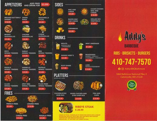 Menu photo 2 Addys Barbeque Catonsville, MD Menu photo 2 Addys Barbeque Catonsville, MD