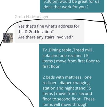 Resq Movers - Image shows the communication about the staircase . The person who came to Do the job wasn't aware about this chat. - Movers Near Me Resq Movers - Image shows the communication about the staircase . The person who came to Do the job wasn't aware about this chat. - Movers Near Me