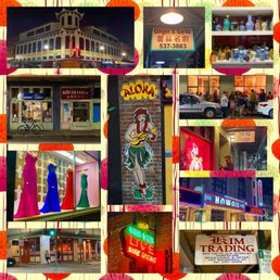 Montage of images of Chinatown at night