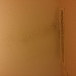 Mold and dirt on the ceiling by the vent Mold and dirt on the ceiling by the vent