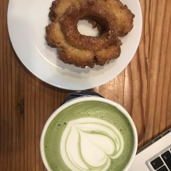 Backlot Coffee - Matcha latte and an old-fashioned donut - Coffee & Tea Near Me - Evanston, Illinois