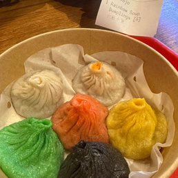 Rainbow soup dumplings!