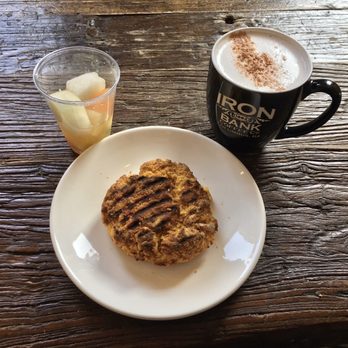 Iron Bank Coffee Co. - Sweet Potato Biscuit, Fruit Cup, Butter Pecan Steamer - Coffee & Tea Near Me - Columbus, Georgia