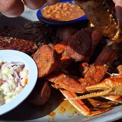 SS Dockside Cafe and Pub - Crab leg and rib dinner with Cole slaw, baked beans. And potatoes