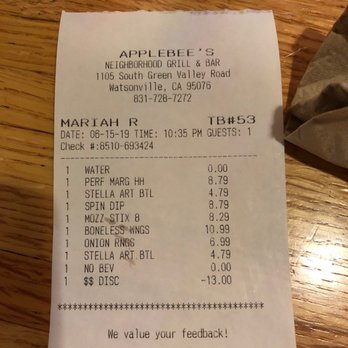 Applebee's Grill + Bar - Incorrect happy hour prices! SCAMMERS!!!! - American Near Me - Watsonville, California Applebee's Grill + Bar - Incorrect happy hour prices! SCAMMERS!!!! - American Near Me - Watsonville, California