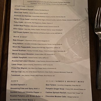 1 Pico - Dinner Menu - New American Near Me - Santa Monica, California