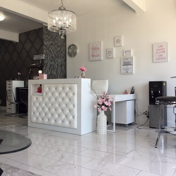 Pink Luxe Salon - Chandelier hanging above the counter! So classy! - Nail Salons Near Me - Yuba City, California