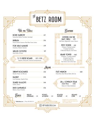 Menu photo 1 The Betz Room Ocean City, NJ Menu photo 1 The Betz Room Ocean City, NJ