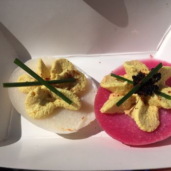 Vegan Faire - Deviled eggs (pink one was delcious!) - Festivals Near Me - Anaheim, California Vegan Faire - Deviled eggs (pink one was delcious!) - Festivals Near Me - Anaheim, California