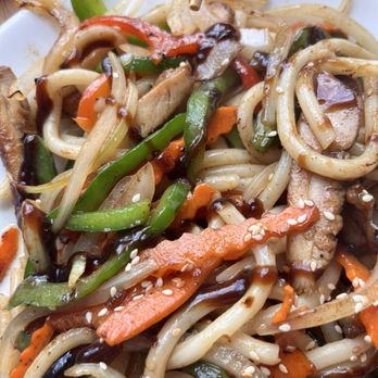 Mobogo Asian Cuisine - #21. Stir Fry Udon-Chicken (there's hoisin sauce on this that is optional) - Vietnamese Near Me - Hermitage, Pennsylvania Mobogo Asian Cuisine - #21. Stir Fry Udon-Chicken (there's hoisin sauce on this that is optional) - Vietnamese Near Me - Hermitage, Pennsylvania