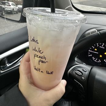 PNW Coffee Co - White Peach & Pear Pink Lotus with a splash of half and half - Coffee & Tea Near Me - Auburn, Washington PNW Coffee Co - White Peach & Pear Pink Lotus with a splash of half and half - Coffee & Tea Near Me - Auburn, Washington