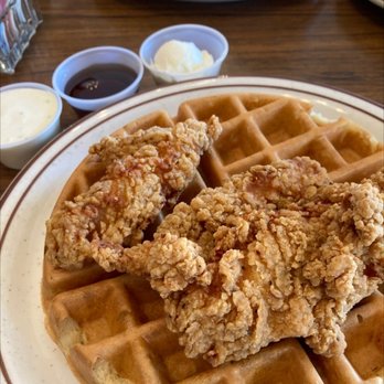 My Garden Cafe - I got the Chicken and Waffles and it was very tasty! They offer butter, ranch, and syrup. I would recommend this order to chicken lovers! - Diners Near Me - Ceres, California