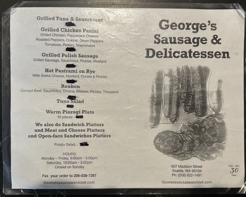 Menu photo 2 George's Sausage & Delicatessen Seattle, WA Menu photo 2 George's Sausage & Delicatessen Seattle, WA