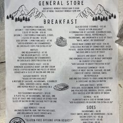 Glacier Ridge Bar, Grill, and General Store - MENU (current breakfast)