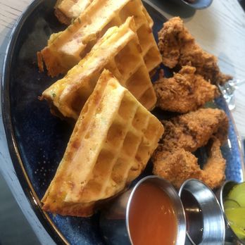 Smoke & Mirrors - Old Bay Dry Rub wings ( above) W/ Chicken & Waffles - Bars Near Me - Washington Dc, District of Columbia