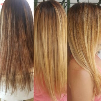 Simpatico Salon - Life changing hair fix! Before on the Left, After color correction/balayage Center and Right - Hair Salons Near Me - Laguna Beach, California Simpatico Salon - Life changing hair fix! Before on the Left, After color correction/balayage Center and Right - Hair Salons Near Me - Laguna Beach, California