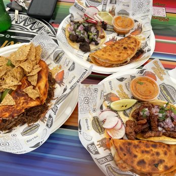 Con Sabor A Mexico - Left: mini quesabirria Top: carne asada and Baja taco Bottom: Al pastor and Baja taco - Food Trucks Near Me - San Jose, California Con Sabor A Mexico - Left: mini quesabirria Top: carne asada and Baja taco Bottom: Al pastor and Baja taco - Food Trucks Near Me - San Jose, California