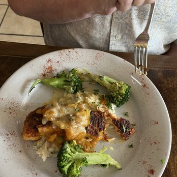 Mediterranean Cafe - Salmon special with chutney, risotto and broccoli. - Mediterranean Near Me - Lexington, South Carolina Mediterranean Cafe - Salmon special with chutney, risotto and broccoli. - Mediterranean Near Me - Lexington, South Carolina
