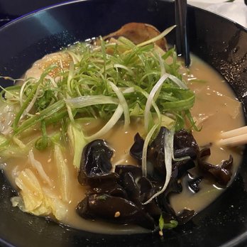 Sam Ramen - Tonkotsu ramen. I'm not a fan of these rubbery mushrooms. Also, the amount of meat in ramen is low. - Ramen Near Me - Pasadena, Texas