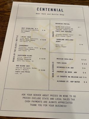Menu photo 1 Centennial Beer Hall Goleta, CA Menu photo 1 Centennial Beer Hall Goleta, CA