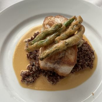 Pates Restaurant - Roasted swordfish with delicious miso/gingery sauce and they accommodated my swap for quinoa instead of shrimp fried rice. - Seafood Near Me - Chatham, Massachusetts Pates Restaurant - Roasted swordfish with delicious miso/gingery sauce and they accommodated my swap for quinoa instead of shrimp fried rice. - Seafood Near Me - Chatham, Massachusetts