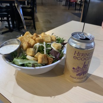Cross Roads Pizza & Pub - Side salad and a can of red wine - Pizza Near Me - Rocklin, California