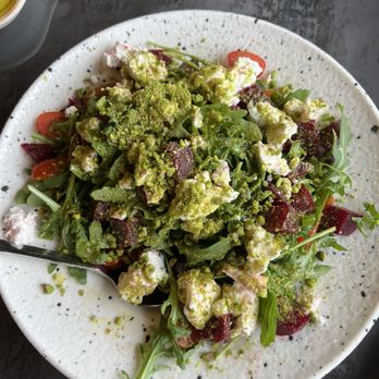 Blue Fig Garden - Beet salad with goat cheese and avocado and pistachios. - Halal Near Me - Wayne, New Jersey