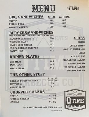 Menu photo 1 Q-Time BBQ Oak View, CA Menu photo 1 Q-Time BBQ Oak View, CA
