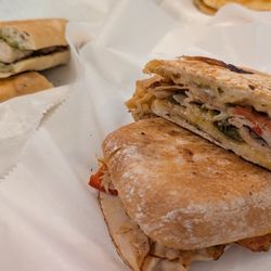 Chicken and pesto panini + Italian with sundried tomatoes panini