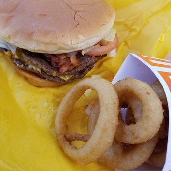 Whataburger - #2 with bacon and cheese, onion ring - Fast Food Near Me - Mcallen, Texas