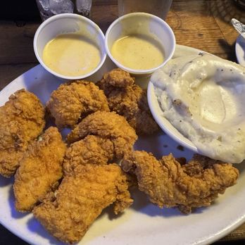Texas Roadhouse - Chicken Critters meal with honey mustard and mashed potatoes and white gravy - Steakhouses Near Me - Overland Park, Kansas Texas Roadhouse - Chicken Critters meal with honey mustard and mashed potatoes and white gravy - Steakhouses Near Me - Overland Park, Kansas